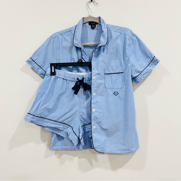 J.Crew End On End Women’s Cotton Blue  Short Sleeve Pajama Set Size S - Picture 3 of 13